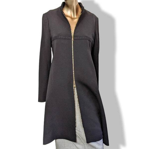 Yves Saint Laurent Couture Black 100% Wool Double Zip Coat Sz42, Retail $3380, NWT! - poupishop