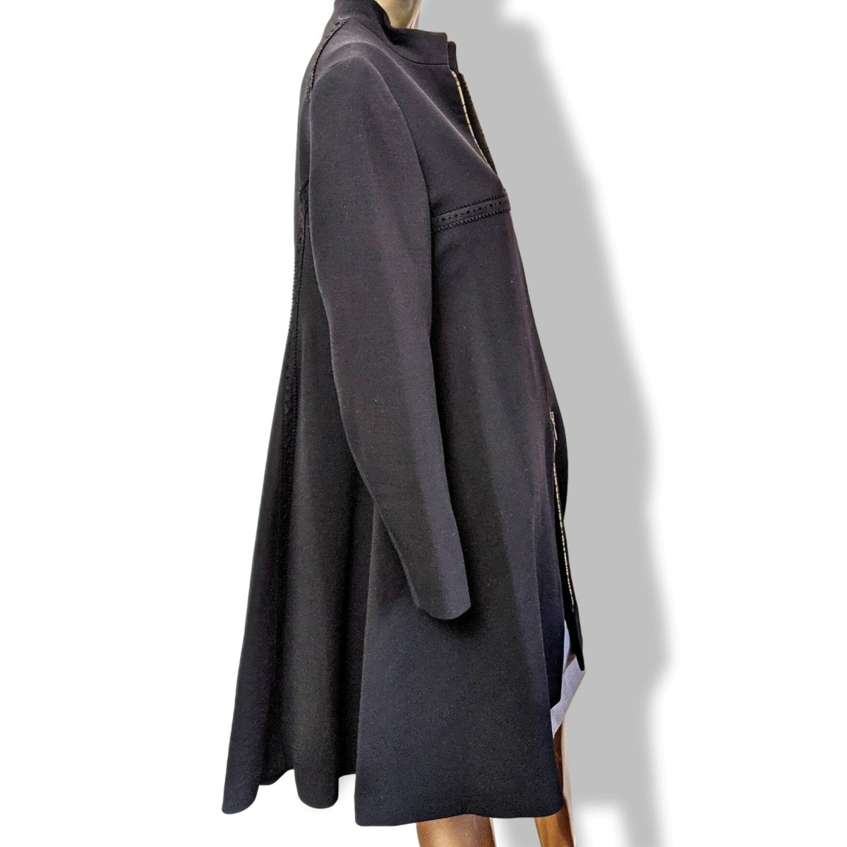 Yves Saint Laurent Couture Black 100% Wool Double Zip Coat Sz42, Retail $3380, NWT! - poupishop