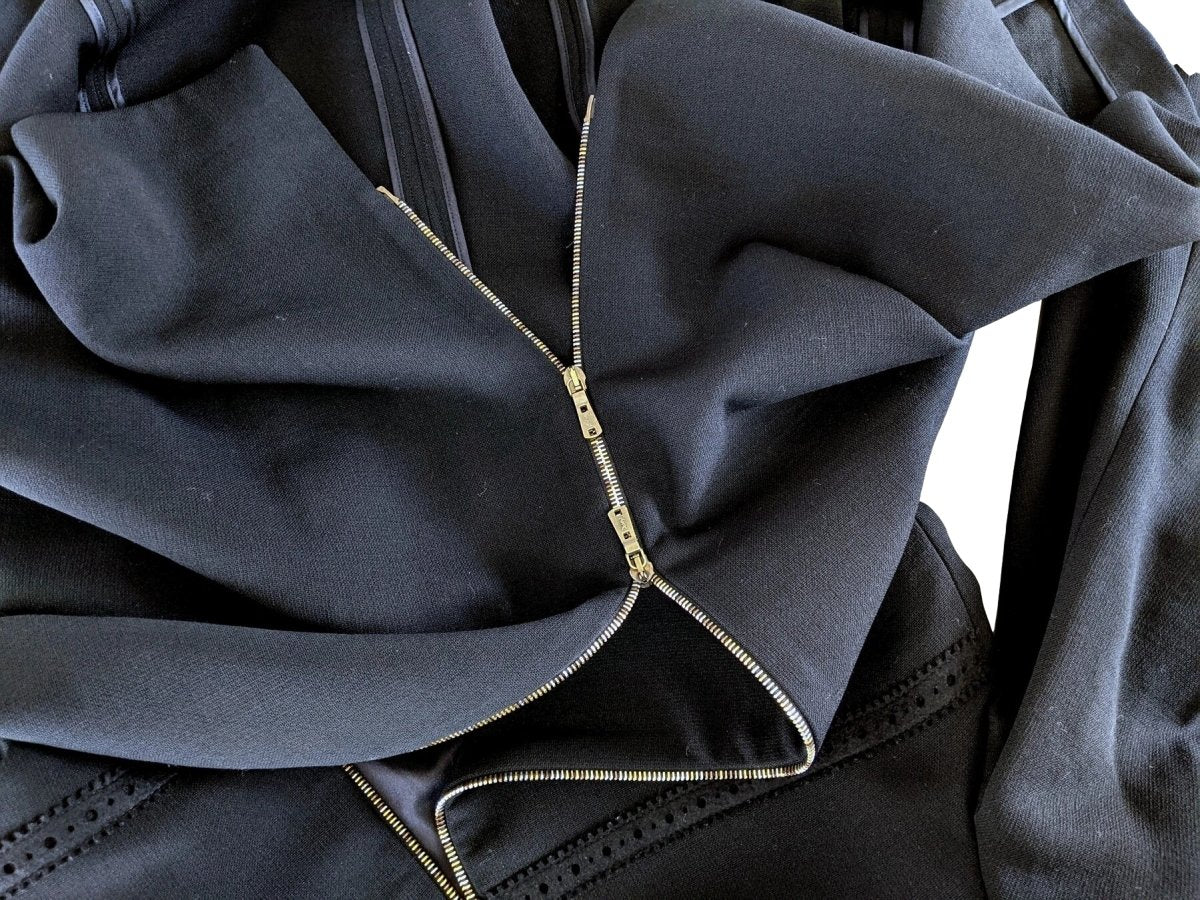 Yves Saint Laurent Couture Black 100% Wool Double Zip Coat Sz42, Retail $3380, NWT! - poupishop