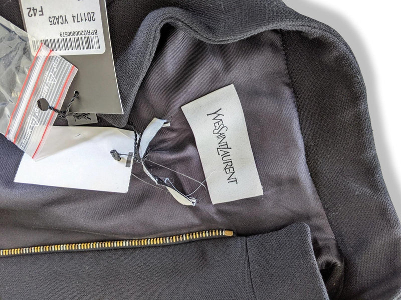 Yves Saint Laurent Couture Black 100% Wool Double Zip Coat Sz42, Retail $3380, NWT!